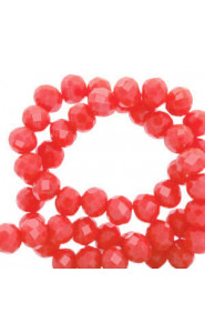 Top Glas Facett Glasschliffperlen 4x3mm rondellen Vermilion red-pearl shine coating